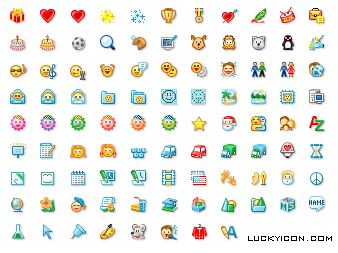 Set of icons and emoticons for program developed by Zango, Inc