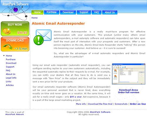 Внешний вид сайта www.aresponder.com