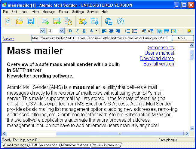 Program Atomic Mail Sender