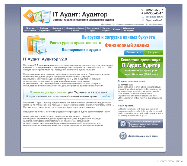 Дизайн сайта для программы IT Audit: Аудитор компании Мастер-Софт