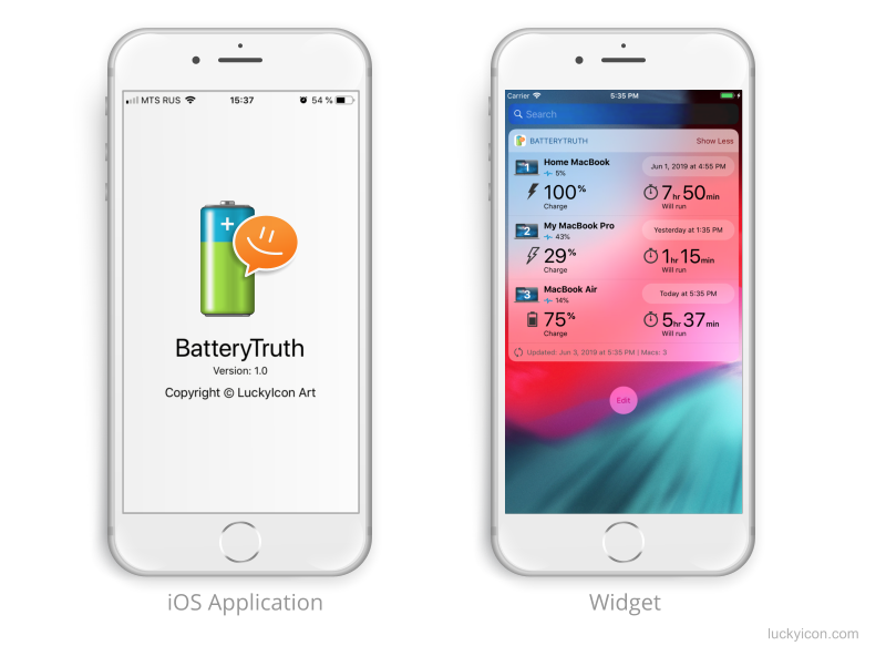 UI UX дизайн приложения и виджета на iPhone/iPad для программы BatteryTruth