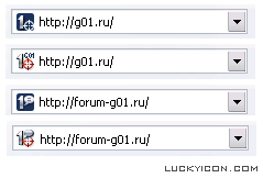 Иконки favicon.ico, нарисованные для сайта и форума игрового портала G01.ru