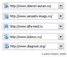Иконки favicon.ico, нарисованные в едином стиле для группы медицинских сайтов