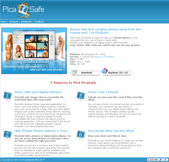 Design of the website picasafe.com