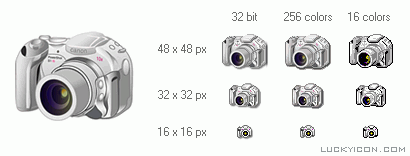 Modern digital camera. An icon in all resolutions