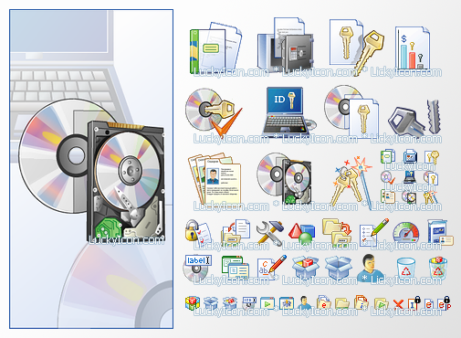 A set of icons and images for StarForce Protection Studio Wizard by Protection Techology