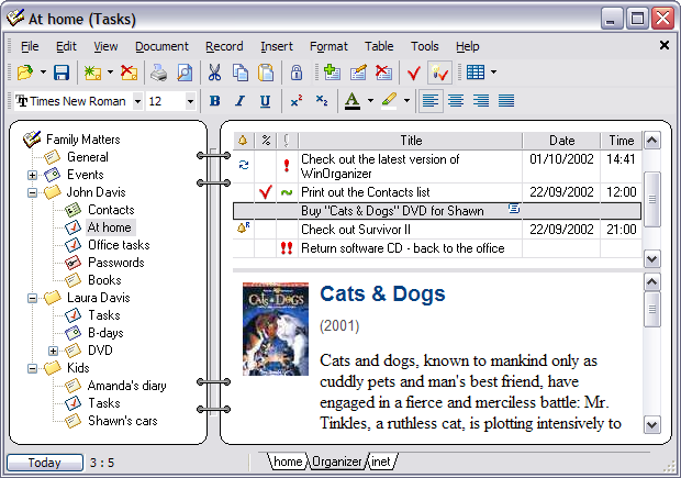 Screenshot of WinOrganizer